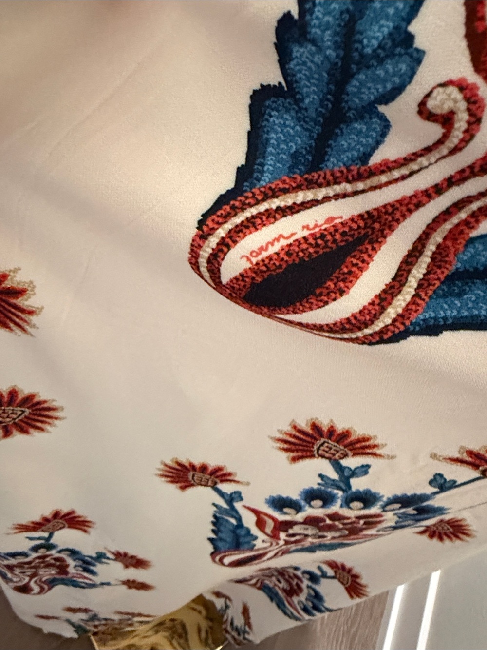 FARM Rio Cream Maxi Dress with Blue & Rust Floral Size M - Picture 5 of 8